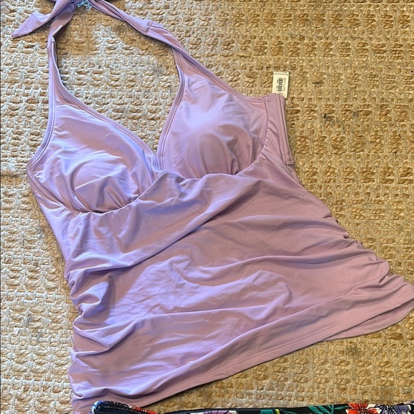 Old Navy Lavender Halter Swimsuit with Floral Skirt - Picture 3 of 12